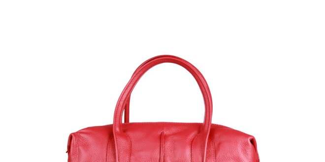 Dámská červená kožená kabelka Made in Italia