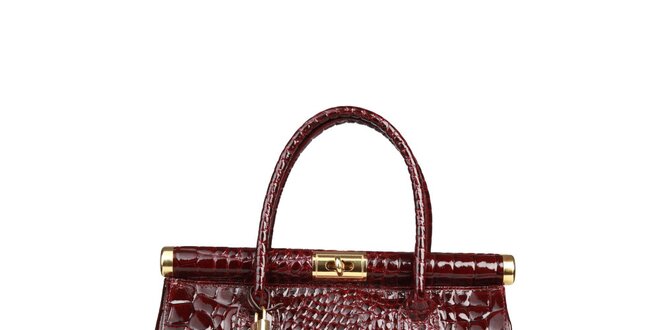 Dámská lakovaná bordó kabelka s krokodýlím vzorem Made in Italia