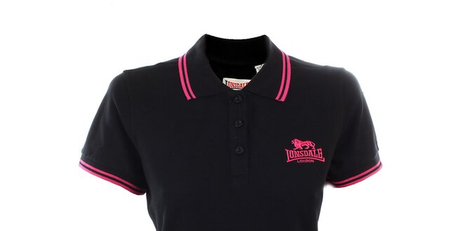Dámské černé polo tričko s růžovými detaily Lonsdale