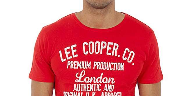 Pánské malinové tričko s bílým potiskem Lee Cooper