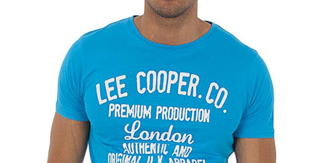 Pánské tyrkysové tričko s bílým potiskem Lee Cooper