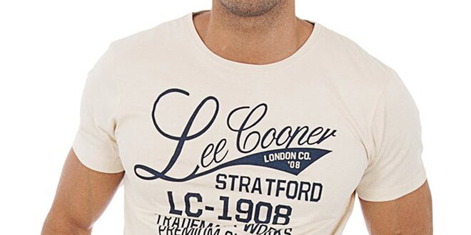 Pánské krémové tričko s nápisem Lee Cooper