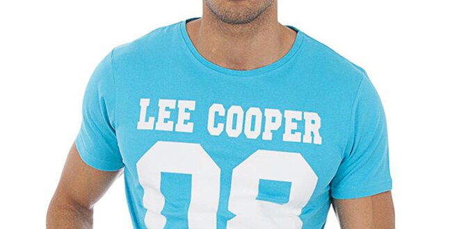 Pánské tyrkysově modré tričko s potiskem Lee Cooper