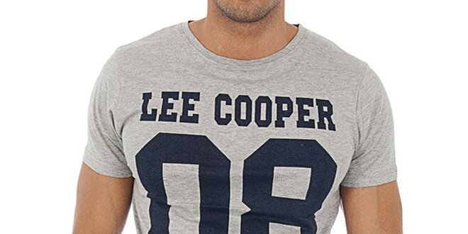 Pánské šedé tričko s potiskem Lee Cooper
