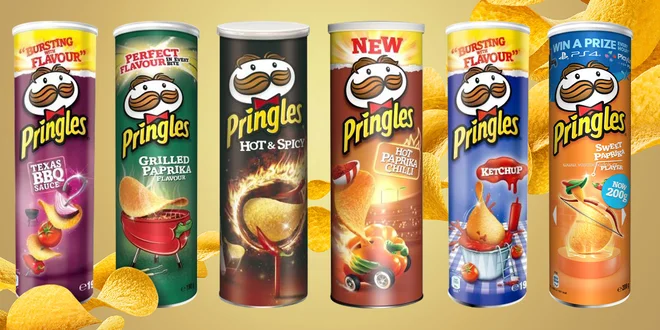 Balení chipsů Pringles: 12 příchutí