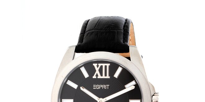 Dámské kulaté analogové hodinky Esprit s černým ciferníkem