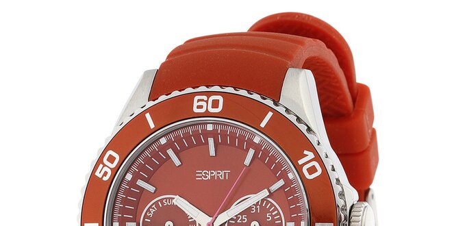 Dámské oranžové analogové hodinky s chronografem Esprit