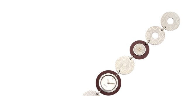 Dámské stříbrno-hnědé náramkové hodinky Esprit