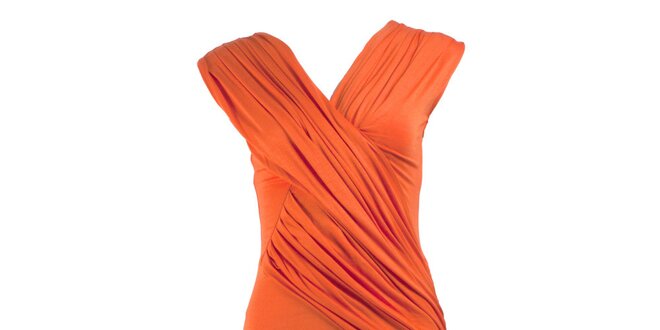 Dámské krátké oranžové zavinovací šaty CeMe London