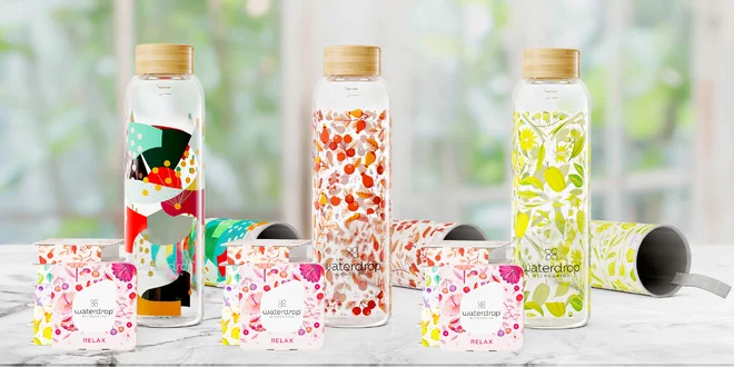 18 mikrodrinků Waterdrop se skleněnou lahví