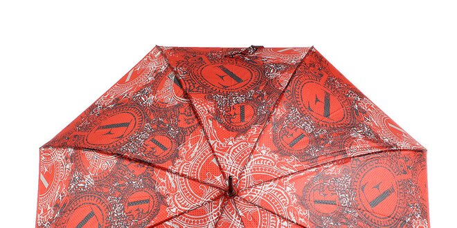 Dámský červeno-černý velký vystřelovací deštník Ferré Milano
