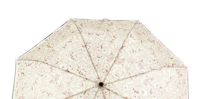 Dámský krémový deštník s hnědými květy Ferré Milano