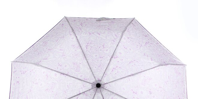 Dámský bílý vystřelovací deštník s fialovými květy Ferré Milano