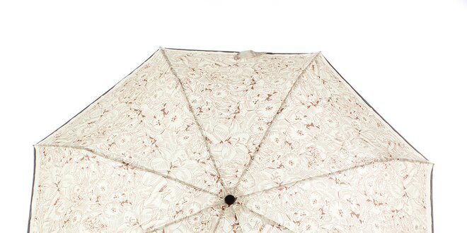 Dámský krémovo-hnědý deštník s květinovým potiskem Ferré Milano