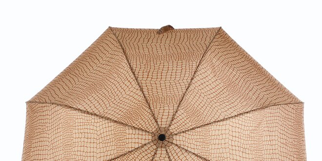 Dámský karamelovo-hnědý deštník s krokodýlím vzorem Ferré Milano