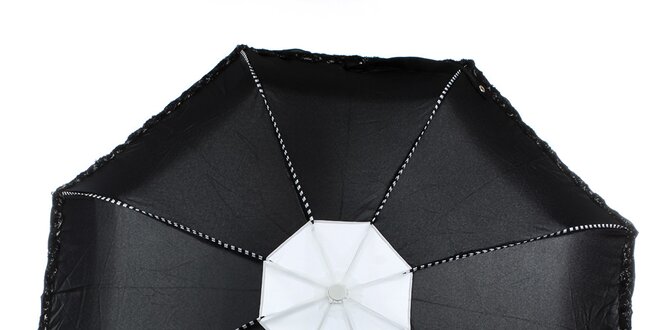 Dámský černý deštník s plastickými květy Ferré Milano
