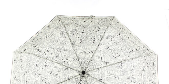 Dámský krémovo-černý deštník s květinovým potiskem Ferré Milano