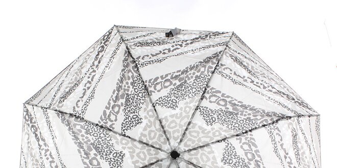 Dámský šedo-bílý deštník se zvířecím potiskem Ferré Milano