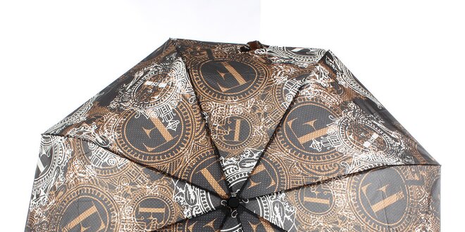 Dámský hnědo-černý deštník s dekorativním vzorem Ferré Milano
