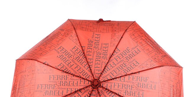 Dámský červeno-černý vystřelovací deštník s logem Ferré Milano