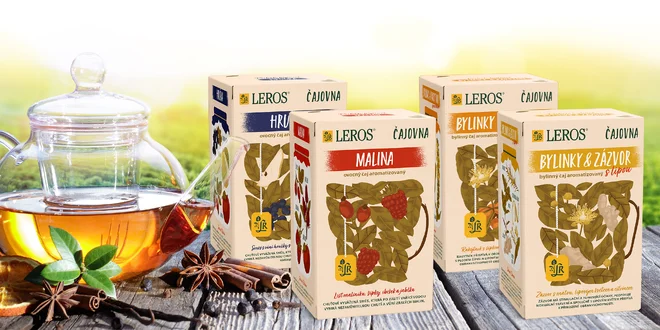 Balíčky čajů Leros: malina, bylinky i hruška