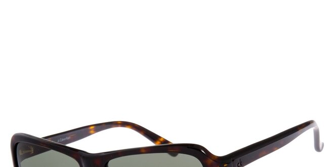 Dámské tmavě hnědé žíhané sluneční brýle Calvin Klein