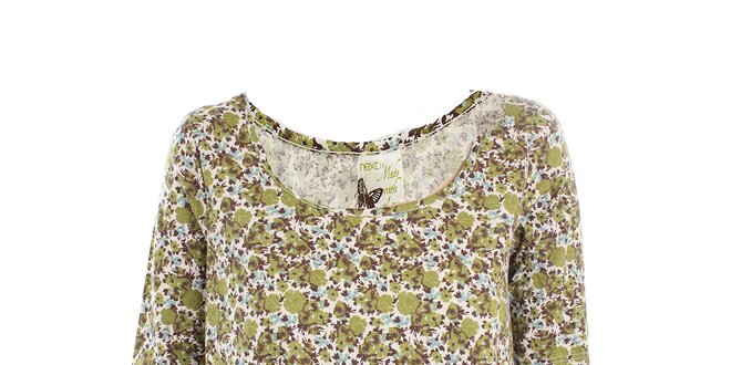 Dámské olivové květinové tričko Next