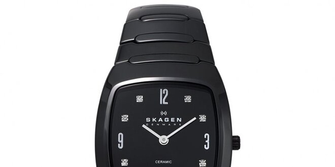 Dámské černé keramické analogové hodinky Skagen