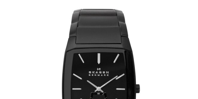 Pánské černé ocelové analogové hodinky Skagen