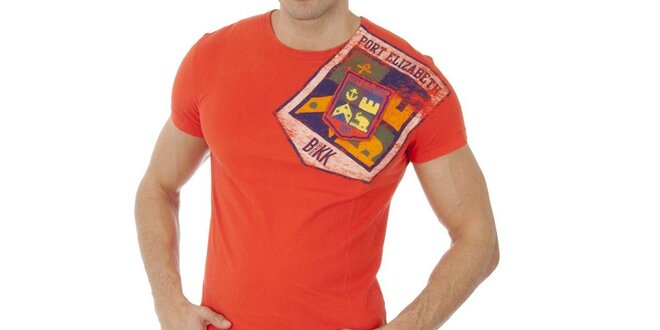 Pánské oranžové tričko Bikkembergs s potiskem