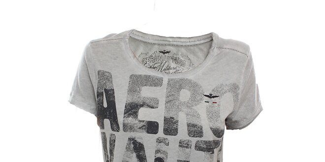 Dámské šedé tričko s nápisy Aeronautica Militare