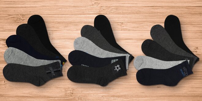 15 párů pánských ponožek na sport i běžné nošení