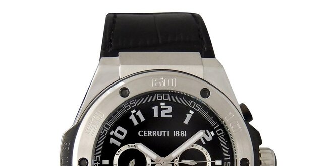 Pánské černo-stříbrné hodinky Cerruti 1881 s analogovým ciferníkem
