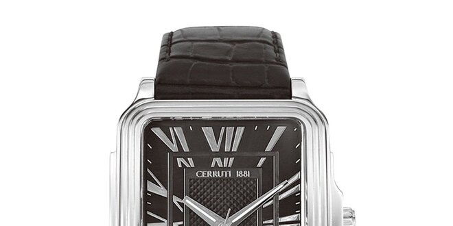 Pánské hranaté analogové hodinky Cerruti 1881 ve stříbrné barvě