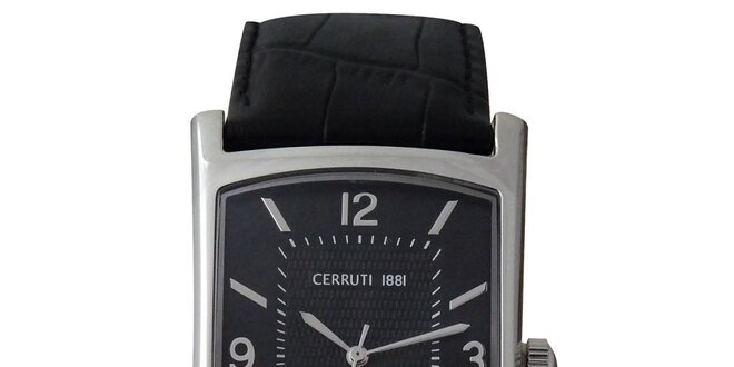Pánské analogové hodinky Cerruti 1881 s černým koženým řemínkem