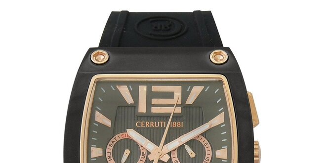 Pánské ocelové hodinky Cerruti 1881 s hranatým olivově zeleným analogovým ciferníkem