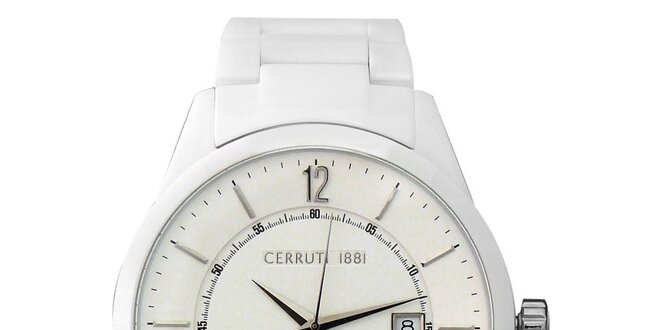 Dámské bílé keramické hodinky s datumovkou Cerutti 1881