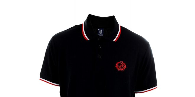 Pánské černé polo triko Polo Club s červenou výšivkou na hrudi