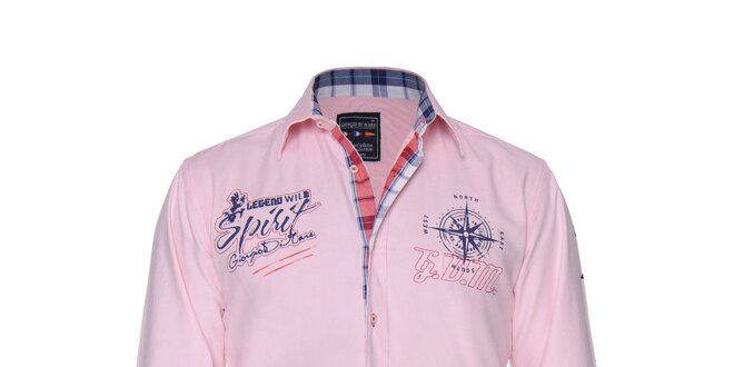 Pánská růžová košile s nášivkami Giorgio di Mare