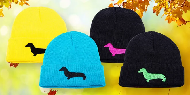 Pletené kulichy s jezevčíkem: pro dospělé i děti