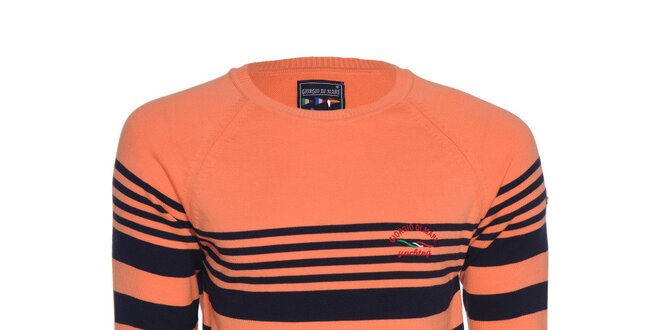 Pánský oranžový svetr s pruhy Giorgio di Mare