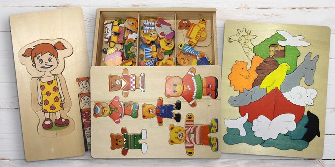Dětské dřevěné vícevrstvé puzzle pro rozvoj motoriky a nekonečnou zábavu