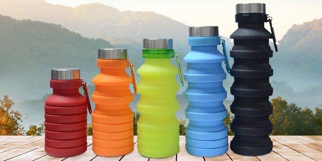 Silikonová skládací láhev v 5 různých barvách