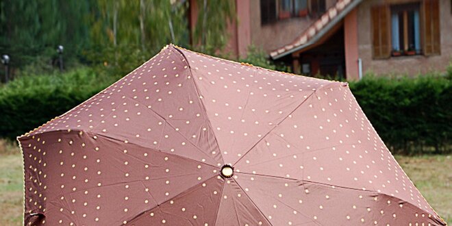 Dámský hnědý puntíkatý deštník Alvarez Romanelli