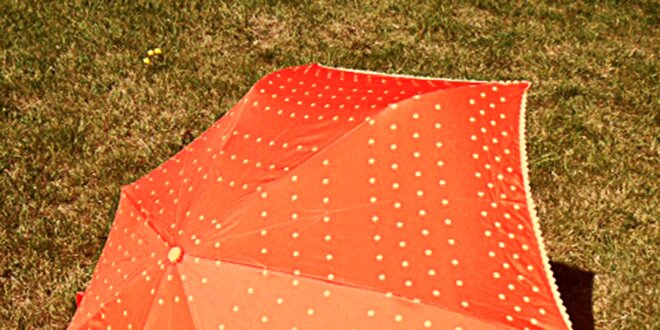 Dámský oranžový puntíkatý deštník Alvarez Romanelli