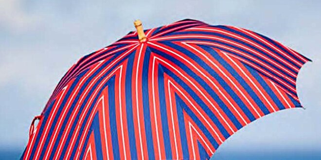 Dámský pruhovaný červeno-modrý deštník Alvarez Romanelli