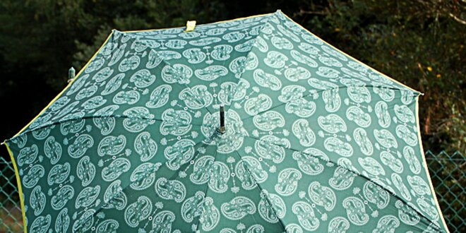 Dámský zelený deštník Alvarez Romanelli s bílým vzorkem