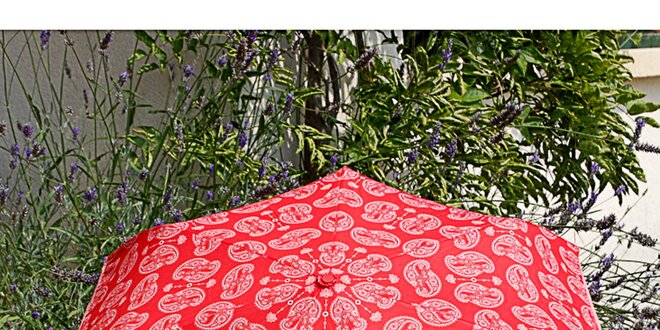Dámský červený deštník Alvarez Romanelli s bílým vzorkem