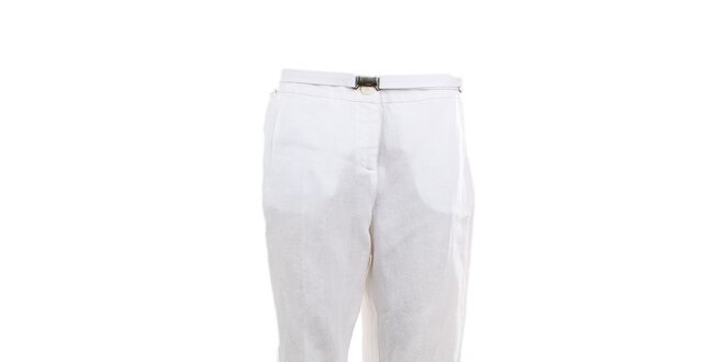 Dámské bílé kalhoty s páskem Max Mara