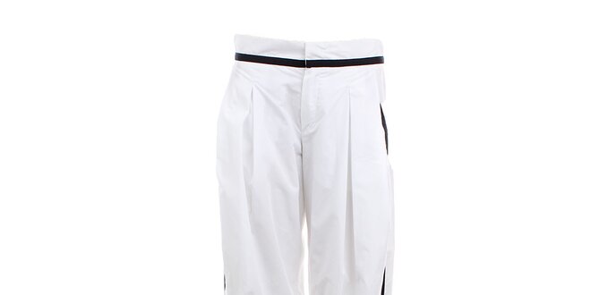 Dámské bílé kalhoty s černým proužkem Max Mara